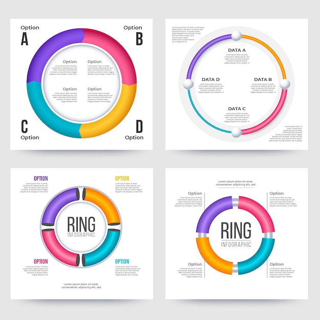 Gratis vector ring infographic collectie concept