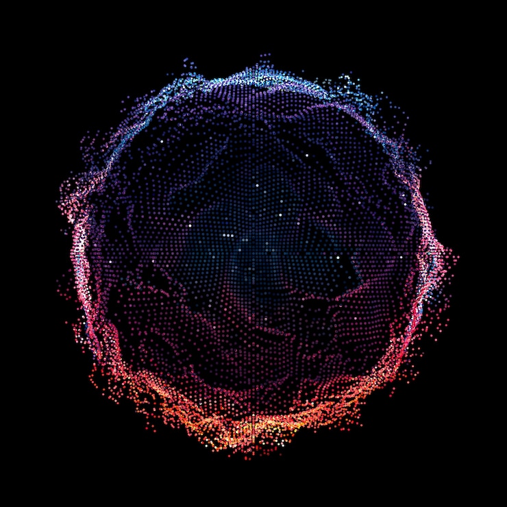 Gratis Vector ring van gloeiende punten op zwart