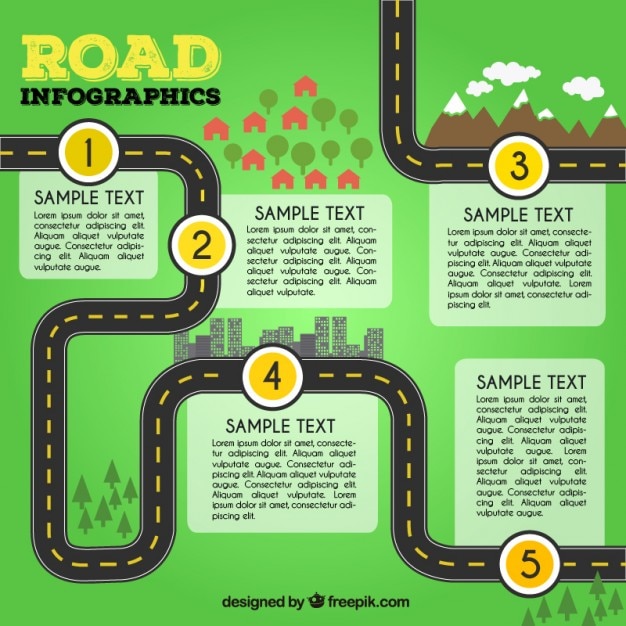 Road infographics template