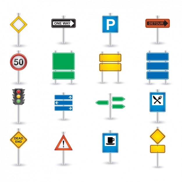 Gratis vector road sign set icon