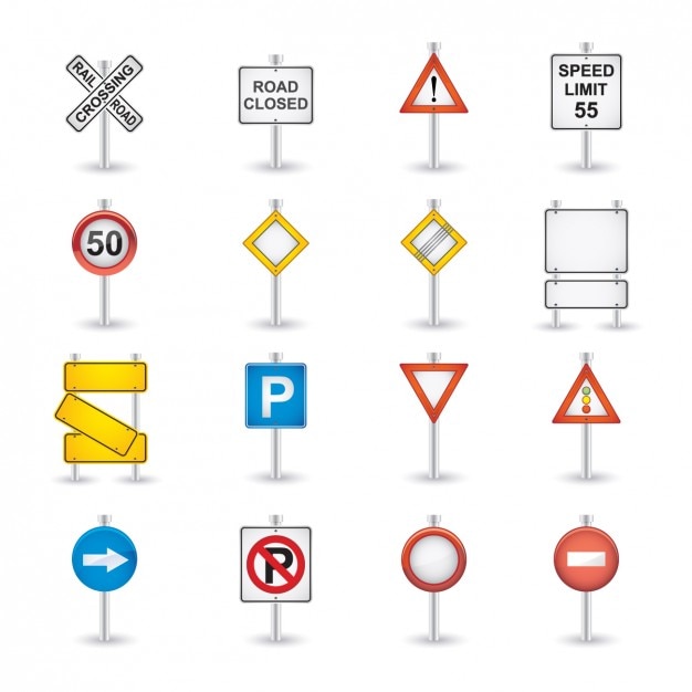 Road sings icon collection