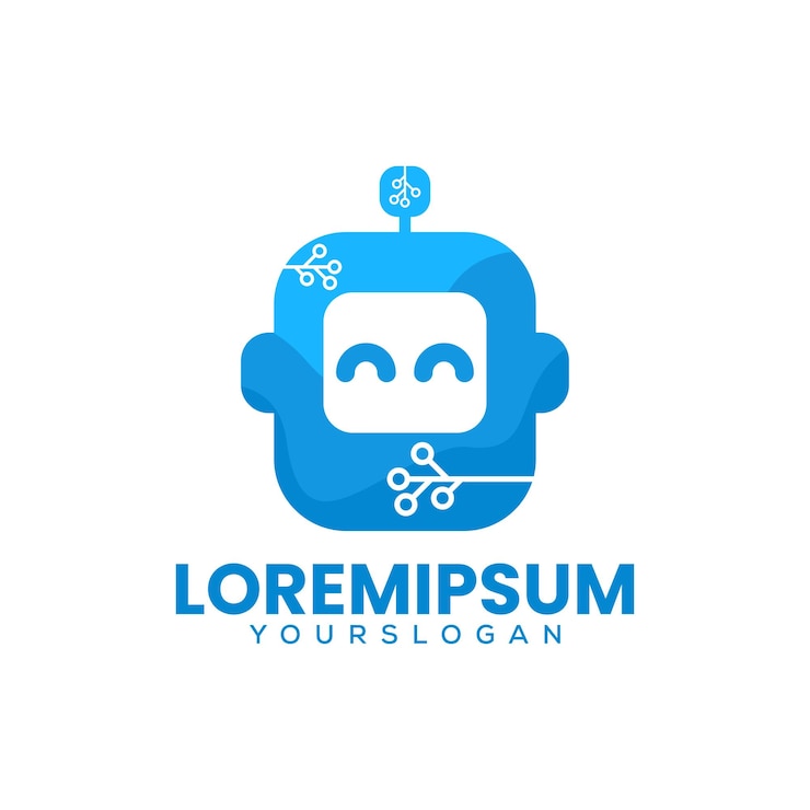Gratis Vector robot blauw logo ontwerp vector