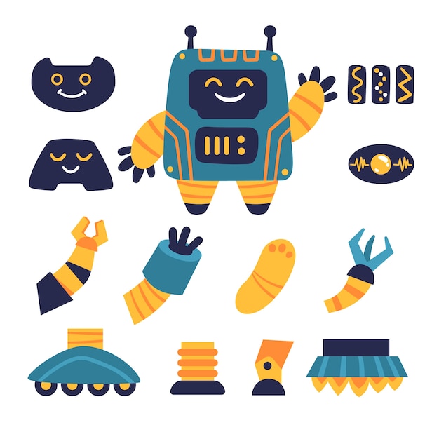 Gratis vector robot karakter constructor set illustratie