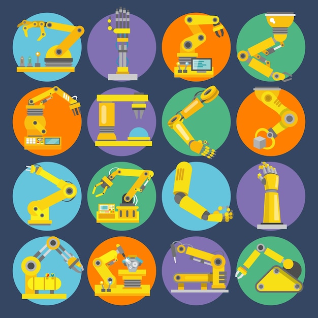 Gratis vector robotarm pictogrammen plat