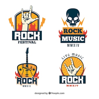 Rock logo collectie met plat ontwerp