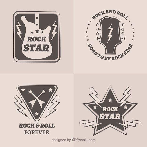 Gratis vector rock logo collectie met plat ontwerp