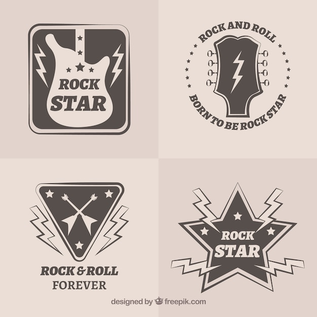 Rock logo collectie met plat ontwerp