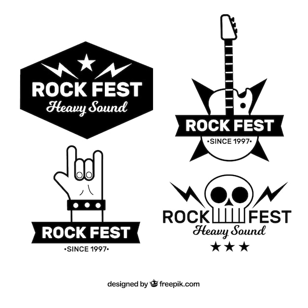 Gratis vector rock logo collectie met plat ontwerp