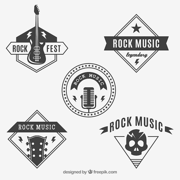 Gratis vector rock logo's collectie in vintage stijl