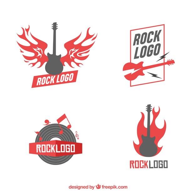 Rock logo&#39;s collectie in vlakke stijl