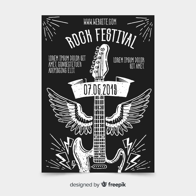 Gratis vector rock muziek festival poster sjabloon
