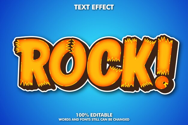 Rock sticker teksteffect, modern cartoon teksteffect