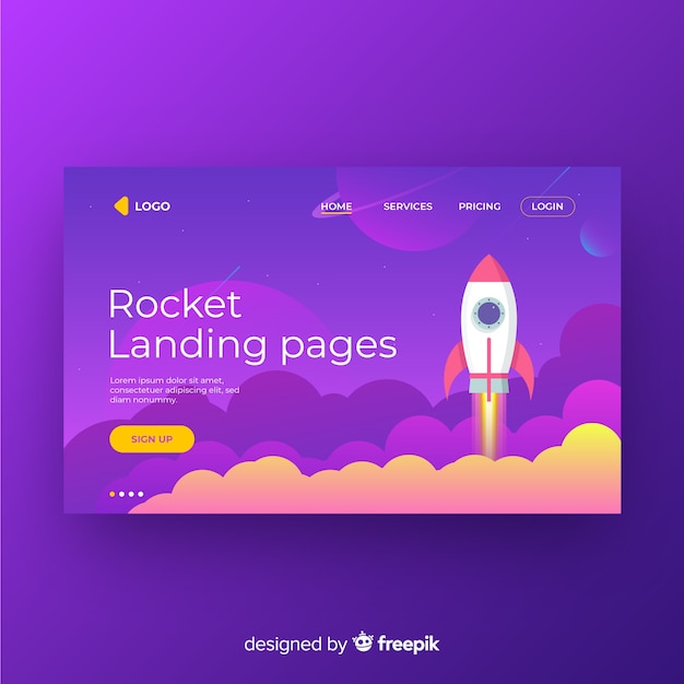 Gratis vector rocket-landingspagina