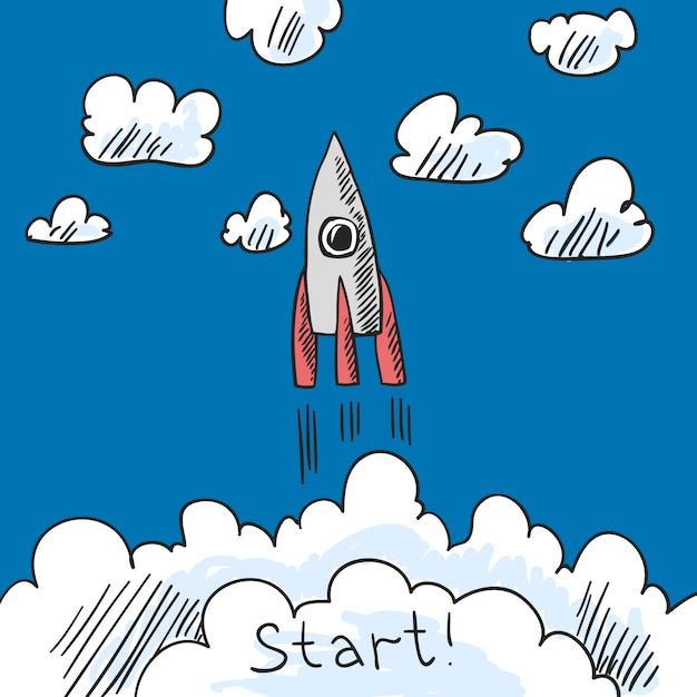 Gratis vector rocket poster schets