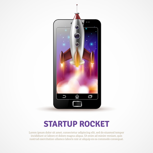 Gratis vector rocket startup poster