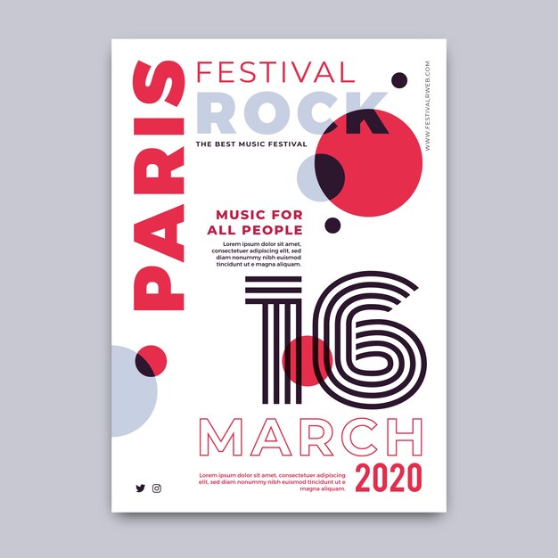 Rockfestival in Parijs poster sjabloon