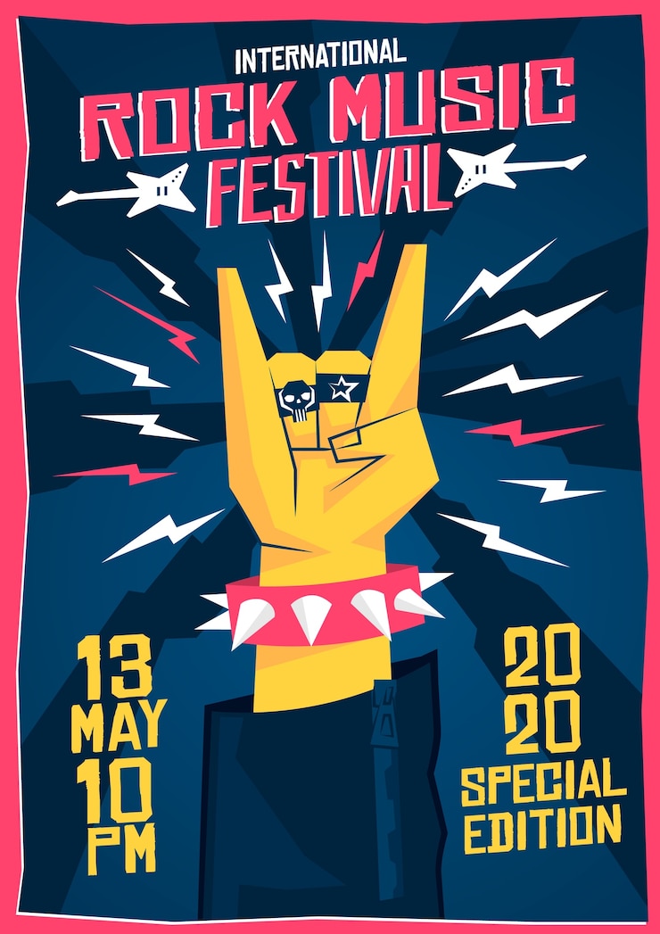 Gratis Vector rockmuziek festival poster