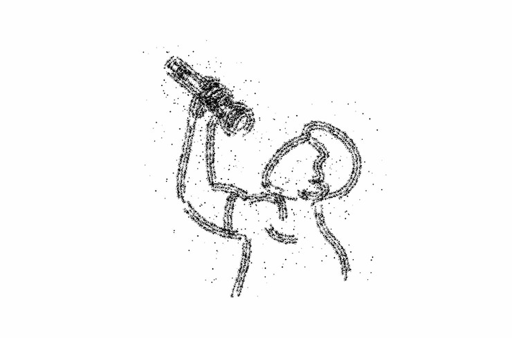 Gratis Vector rockstar zanger icon, flat particle line art vector design.
