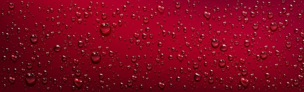 Rode achtergrond met transparante waterdruppeltjes