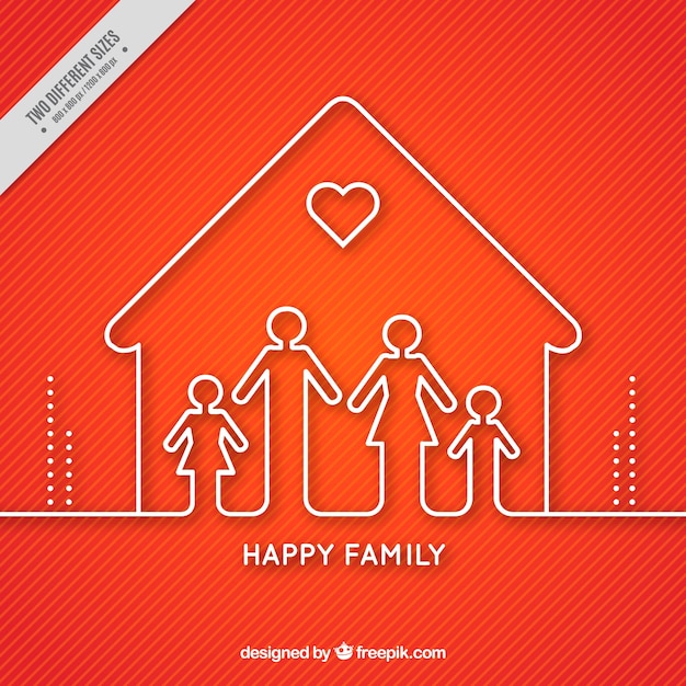 Rode achtergrond van huis met familie