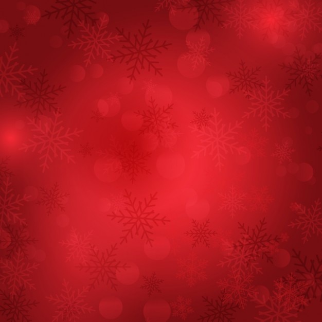 Gratis Vector rode bokeh achtergrond met sneeuwvlokken