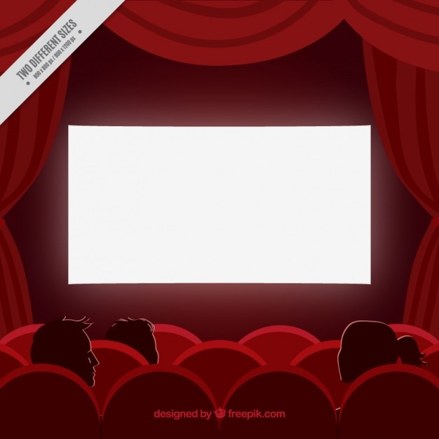 Gratis vector rode cinema achtergrond met gordijnen en fauteuils