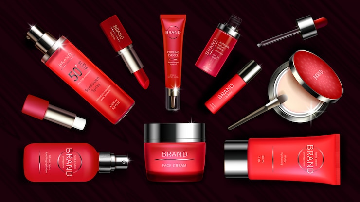 Gratis Vector rode cosmetische lijn voor huidverzorging en make-up