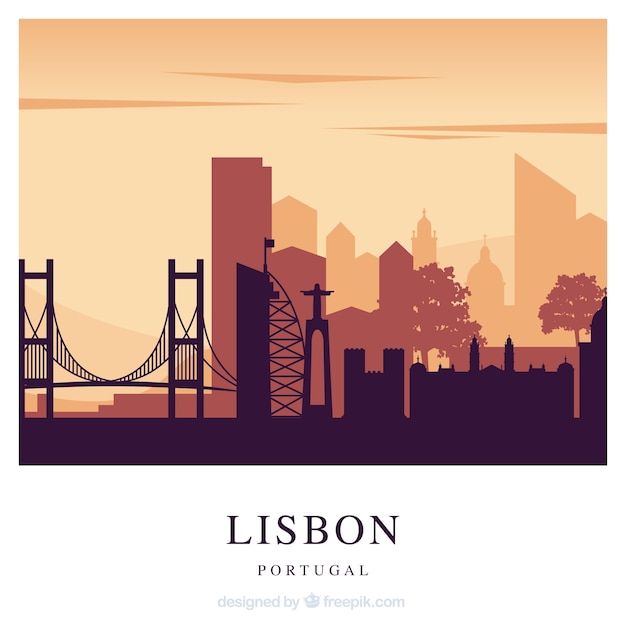 Gratis vector rode de horizonachtergrond van lissabon