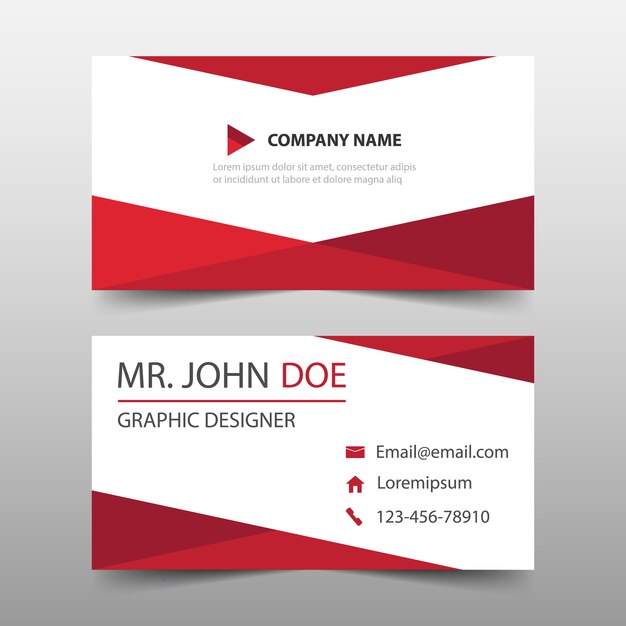 Rode driehoek corporate business card template