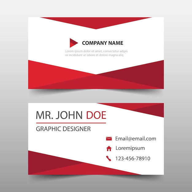 Rode driehoek corporate business card template