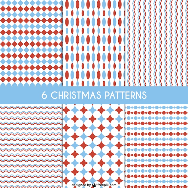 Rode en blauwe kerst patronen