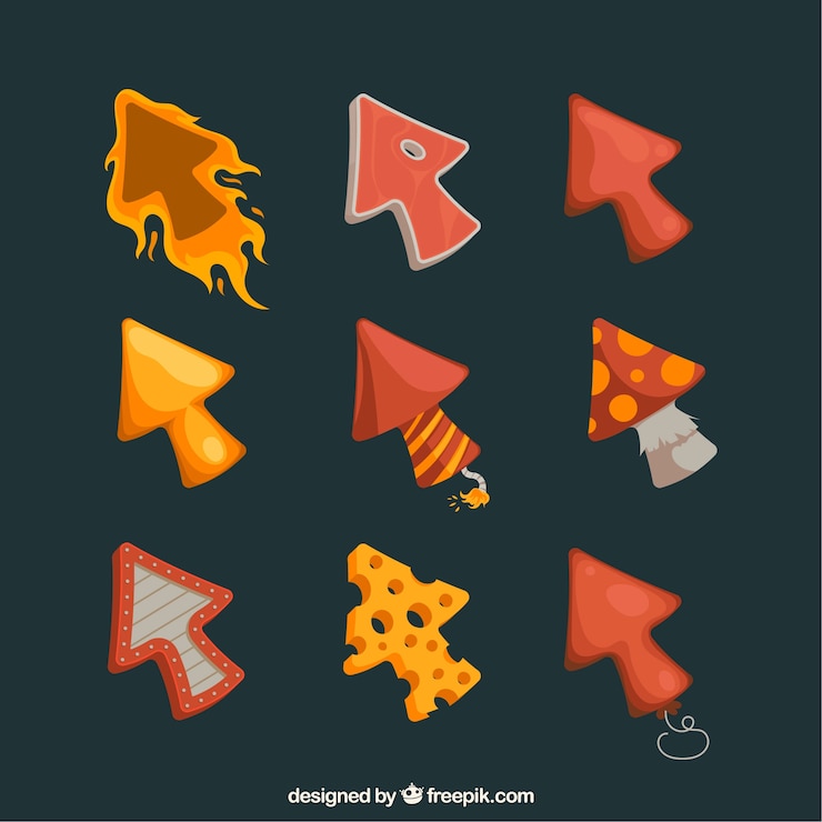Gratis Vector rode en gele cursor ingesteld