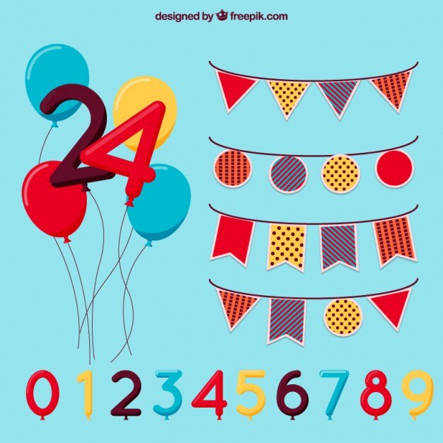 Gratis Vector rode en gele verjaardag decoraties