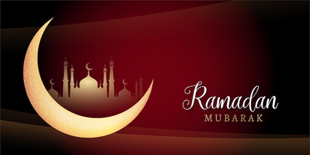 Gratis vector rode en gouden gratis vector eid mubarak ramadan seizoen festival groet ontwerp banner achtergrond