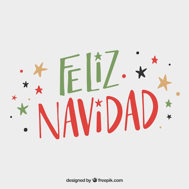 Gratis vector rode en groene feliz navidad belettering achtergrond