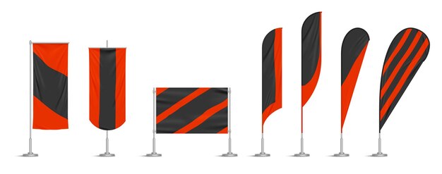 Rode en zwarte vinyl vlaggen en spandoeken op paal