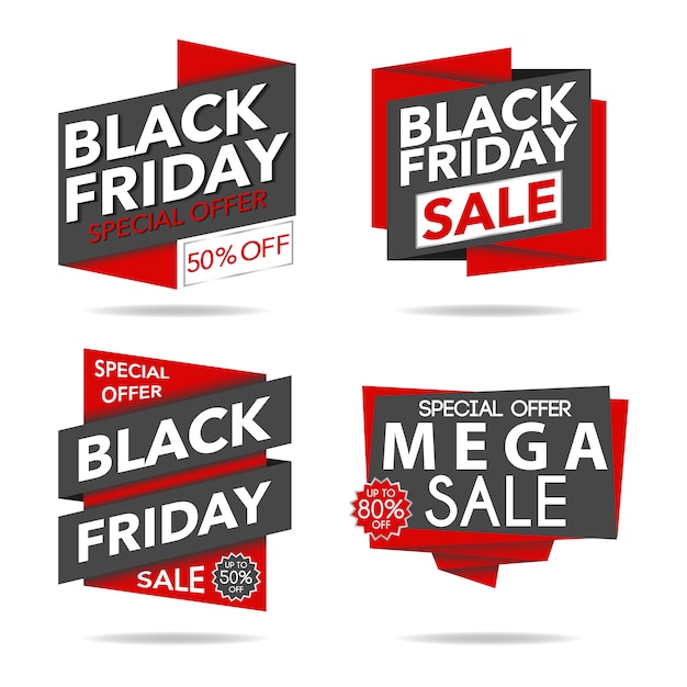 Rode en zwarte vrijdag verkoop logo collectie