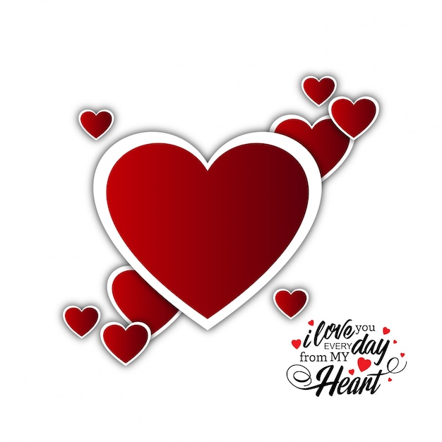 Rode harten met valentijnskaart typografie vector