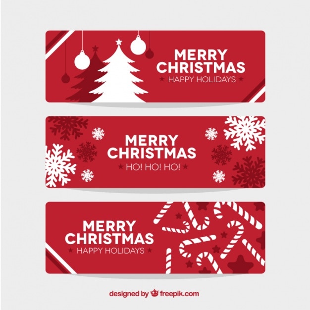 Gratis vector rode kerst banners instellen