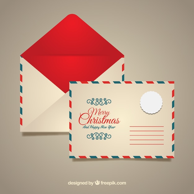 Gratis vector rode kerst envelop sjabloon