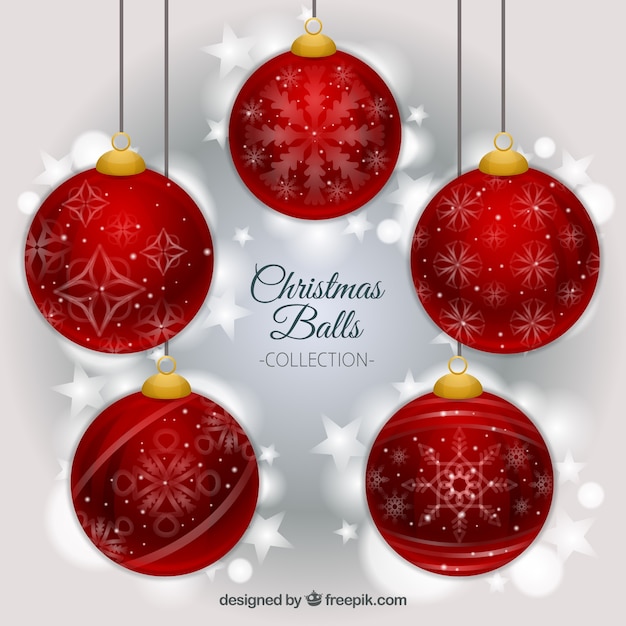 Gratis vector rode kerstbal achtergrond