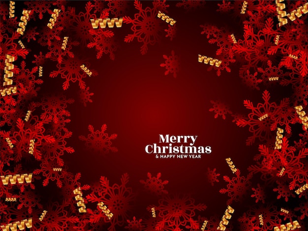 Rode kleur Merry Christmas festival sneeuwvlokken achtergrond ontwerp vector