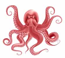 Gratis vector rode kwade octopus met acht kronkelende tentakels realistisch object geïsoleerd op witte achtergrond vectorillustratie