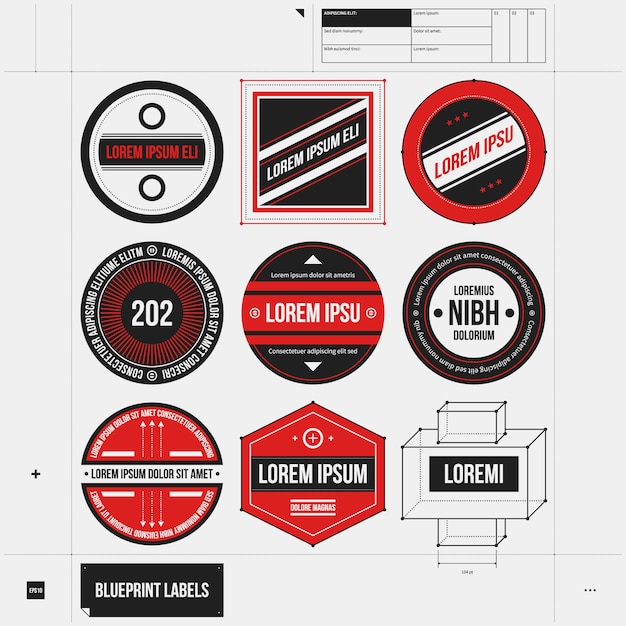 Gratis vector rode labels collectie