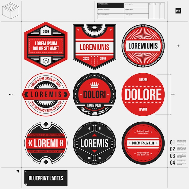 Gratis vector rode labels collectie