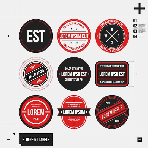 Gratis vector rode labels collectie