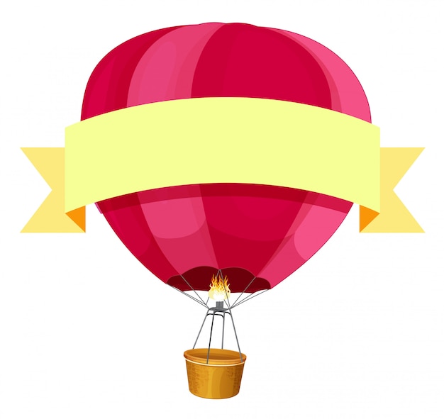 Gratis vector rode luchtballon en geel lint