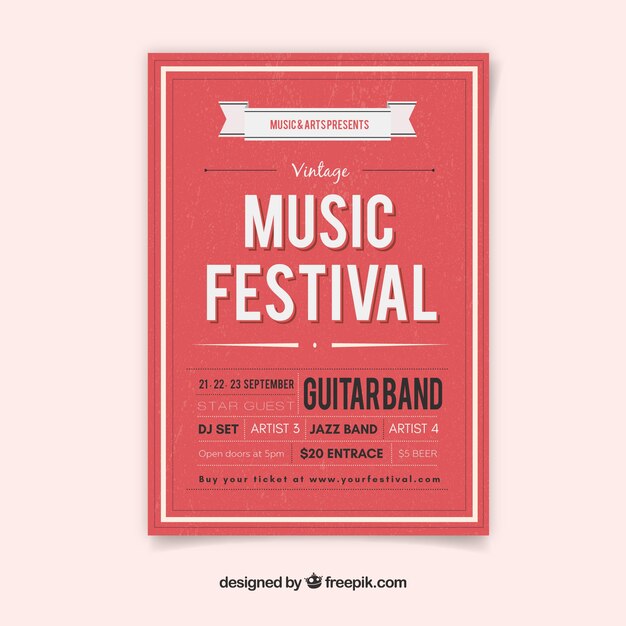 Rode muziekfestivalaffiche