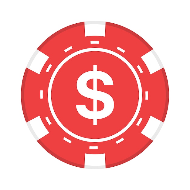 Gratis vector rode pokerchip met dollarteken