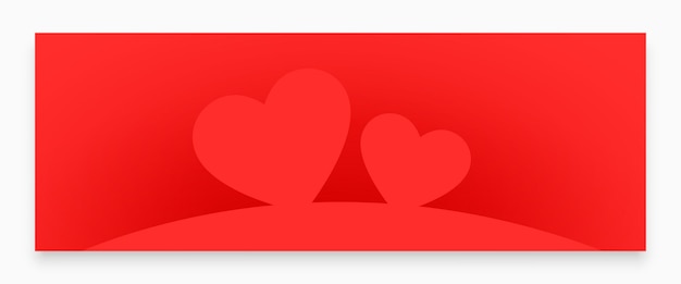 Gratis vector rode schattige liefdesbanner in papercut stijl